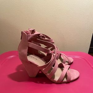 Rose/pink ankle wrap heel size 10